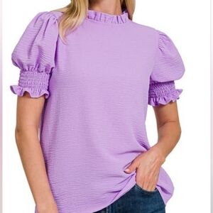 ZENANA Women's Ruffled Lilac Top